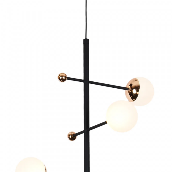 PENDENTE FUXICO DOURADO E PRETO E BRANCO (D)32CM (A)45CM 4X3W 3000K 600LM - JU001 - 2