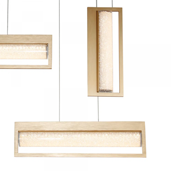 PENDENTE GLITTER DOURADO E TRANSPARENTE (C)85CM (L)16CM (A)71CM 1X40W 3000K - HC009L - 3