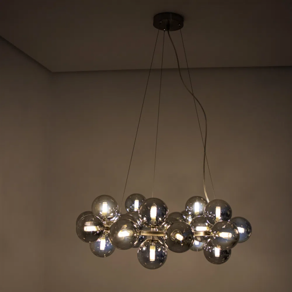 PENDENTE HALO NIQUELADO E CROMADO (D)69.5CM (A)24CM 25XG9 125W - PENDENTE HALO NIQUELADO E CROMADO (D)69.5CM (A)24CM 25XG9 125W - 3