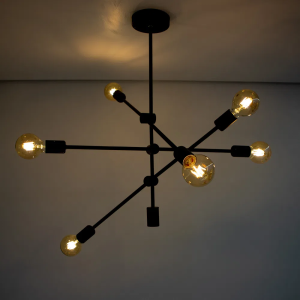 PENDENTE IPANEMA PRETO (D)68CM (A)139CM 6XE27 240W - RM004B - 3