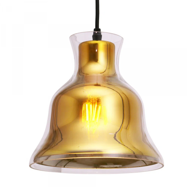 PENDENTE BULE D 21CM X 21.5CM 1XE27 127V / 220V DOURADO E TRANSP - DA007B - 2