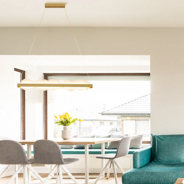 PENDENTE POEMA DOURADO E BRANCO (C)100CM (L)6CM (A)12CM 1X34W 3000K 1700LM - EG004 - 4