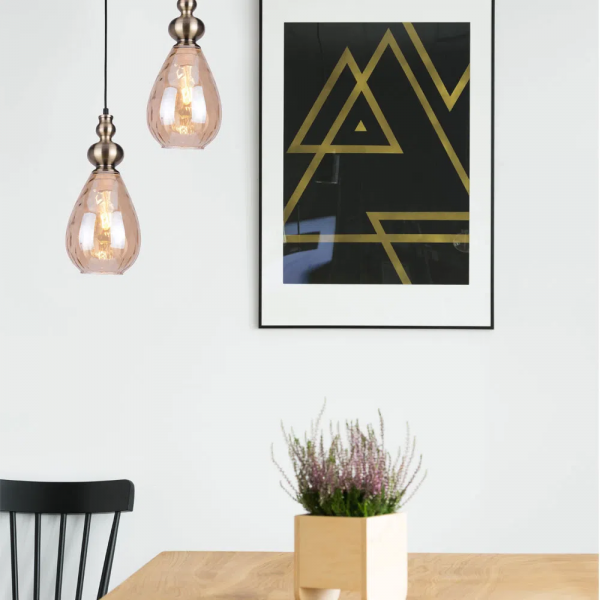 PENDENTE THAN BRONZE E AMBAR (D)16CM (A)31CM 1XE27 40W - FO006A - 4