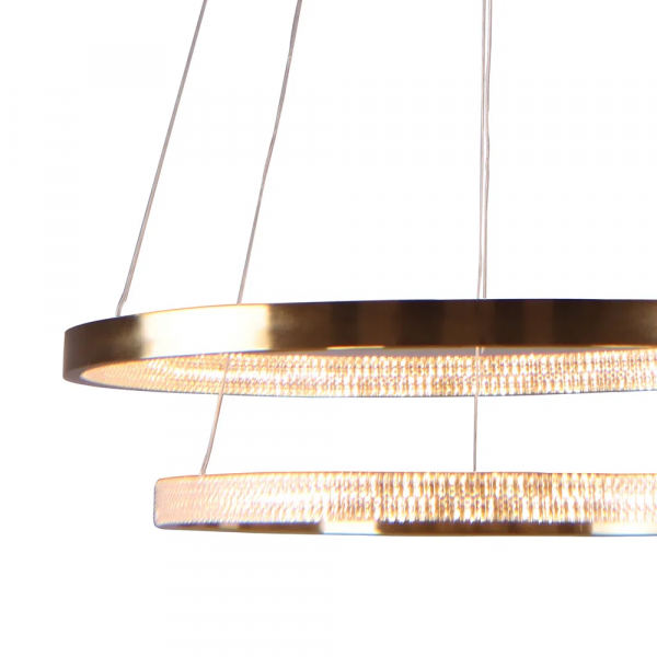 PENDENTE OCA DOURADO E TRANSPARENTE (D)60+40CM (A)4CM 32W + 22W 3000K 3168LM - GD002 - 4