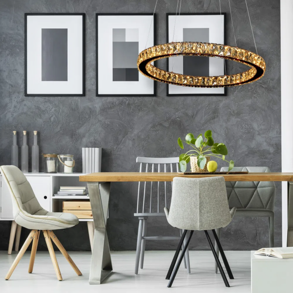 PENDENTE AURA PICCOLA COBRE E CHAMPAGNE (D)60CM (A)5.5CM 1X24W 3000K 1320LM - ID010E - 4