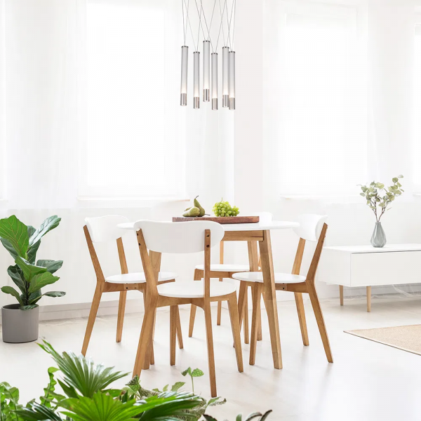 PENDENTE AGUA NICKEL E TRANSPARENTE E BRANCO (D)60CM (A)38.5CM 6X7W 3000K 2040LM - RE015L - 4