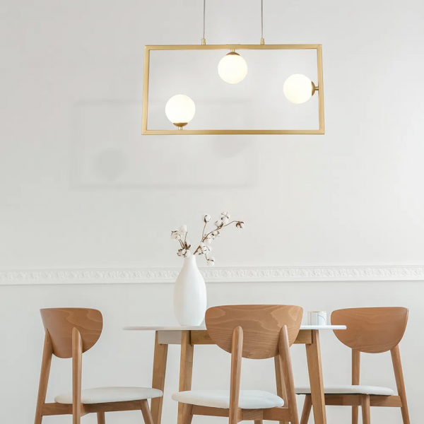 PENDENTE BALANÇO DOURADO E BRANCO (D)60CM (A)30CM 3XG9 75W - TR003 - 4