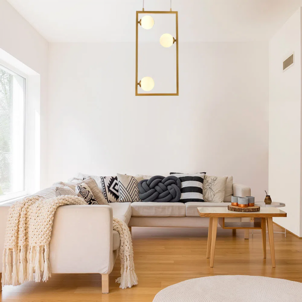 PENDENTE BALANÇO DOURADO E BRANCO (D)30CM (A)60CM 3XG9 75W - TR004 - 4