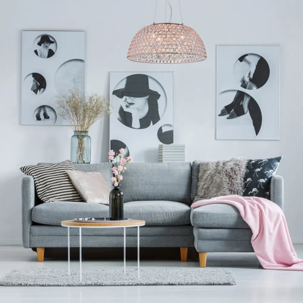 PENDENTE BELLS COBRE E TRANSP (D)50CM (A)19.5CM 6XG9 240W - PD009L - 4