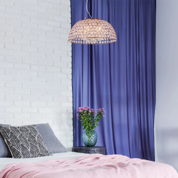 PENDENTE BELLS COBRE E TRANSPARENTE (D)40CM (A)16.5CM 5XG9 200W - PD009S - 4