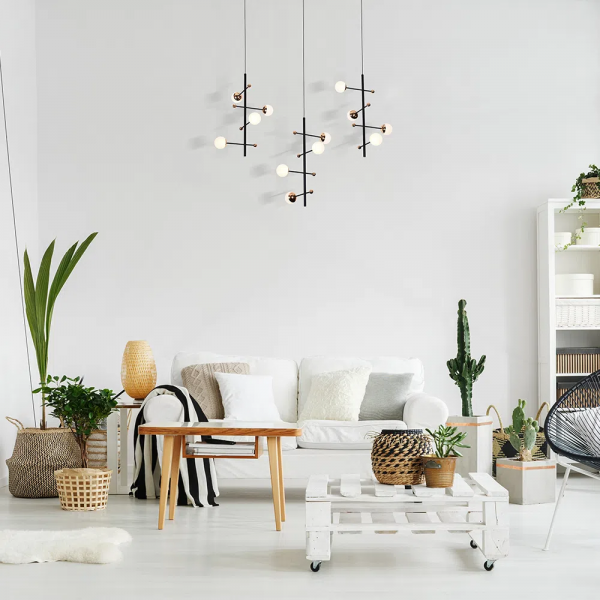 PENDENTE FUXICO DOURADO E PRETO E BRANCO (C)100CM (L)32CM (A)45CM 12X3W 300 - JU002 - 4