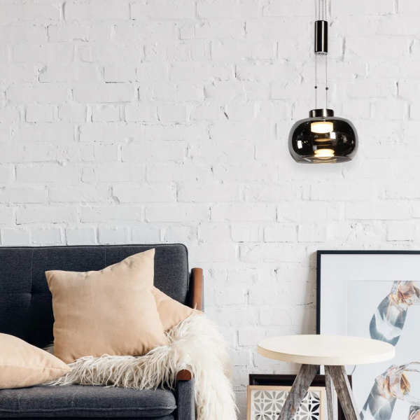 PENDENTE IOIÔ NICKEL E FUME (D)22CM (A)19CM 1X8.5W 3000K 850LM - BB008N - 4