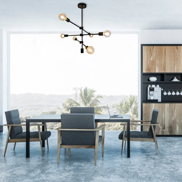 PENDENTE IPANEMA PRETO (D)68CM (A)139CM 6XE27 240W - RM004B - 4