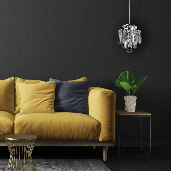 PENDENTE KRI CROMADO E TRANSPARENTE (D)18CM (A)21CM 1XG9 40W - HU2105 - 3