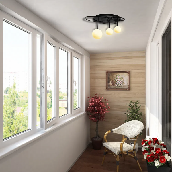 PLAFON DE SOBREPOR LINDO PRETO E CROMADO (D)60CM (A)32CM 3XG9 75W - TR006B - 4