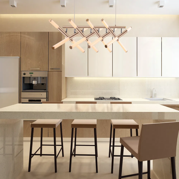 PENDENTE PALITO DOURADO (C)90CM (L)60CM (A)11CM 16X3,375W 2700K 3250LM - CD015 - 4