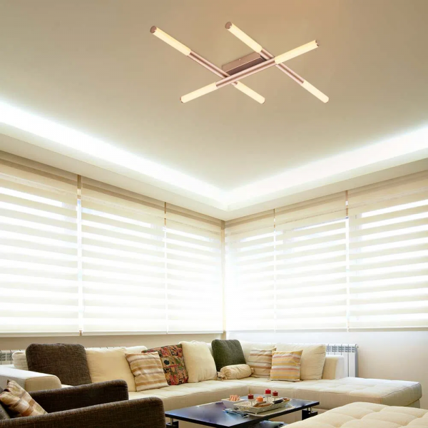 PLAFON DE SOBREPOR PALITO DOURADO (C)86CM (L)70CM (A)7CM 6X6W 2700K 1800LM - CD017 - 4