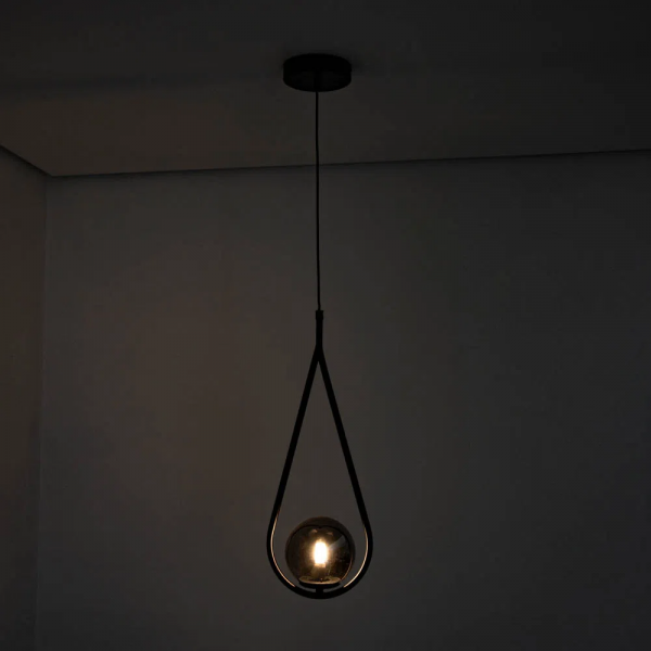 PENDENTE PINGO PRETO E FUME (D)18CM (A)30CM 1XG9 25W - TR001B - 4