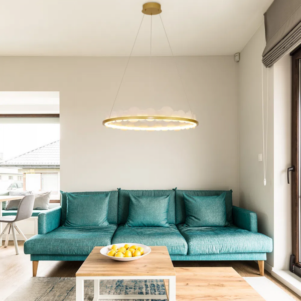 PENDENTE POEMA DOURADO E BRANCO (D)80CM (A)12CM 1X45W 3000K 2250LM - EG003 - 4