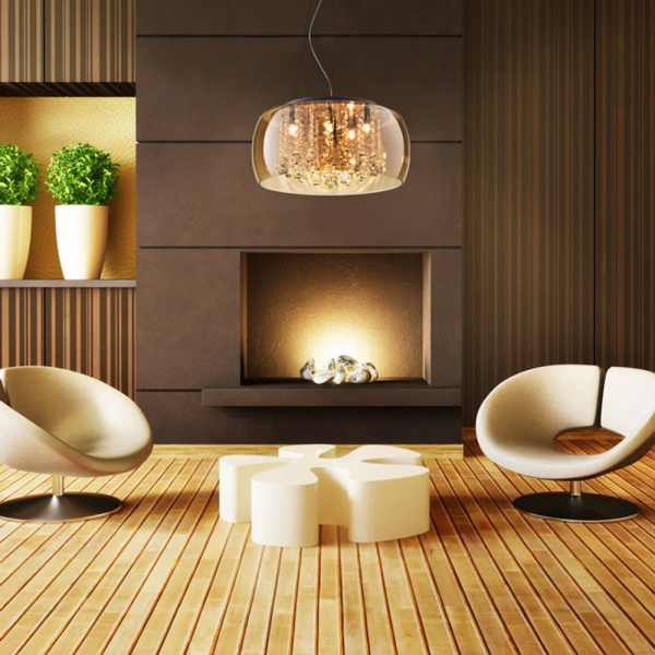 PENDENTE / PLAFON SOHO CROMADO E TRANSPARENTE E AMBAR (D)60CM (A)28CM 9XG9 225W - PD006AM - 3