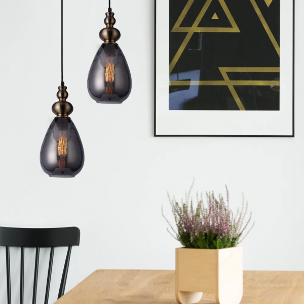 PENDENTE THAN BRONZE E FUME (D)16CM (A)31CM 1XE27 40W - FO006S - 4