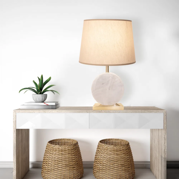 BASE PARA ABAJUR BIAGIO DOURADO E BRANCO (D)22CM (L)12CM (A)37CM 1XE27 40W - GL016WG - 4