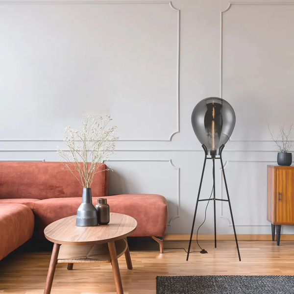 COLUNA CAJU PRETO E CROMADO (D)40CM (A)154CM 1XE27 40W - RZ004 - 4