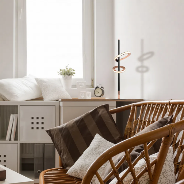 ABAJUR GINGA ROSE GOLD E PRETO (D)20CM (A)60CM 4,3W + 6,1W 3000K 520LM - BB013 - 4