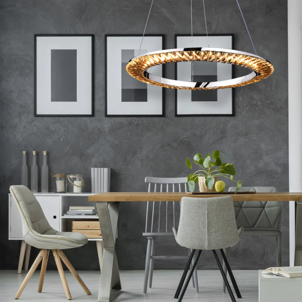 PENDENTE ORBIT CROMADO E TRANSPARENTE (D)62CM (A)3.5CM 1X30W 3000K 1650LM - ID009C - 5