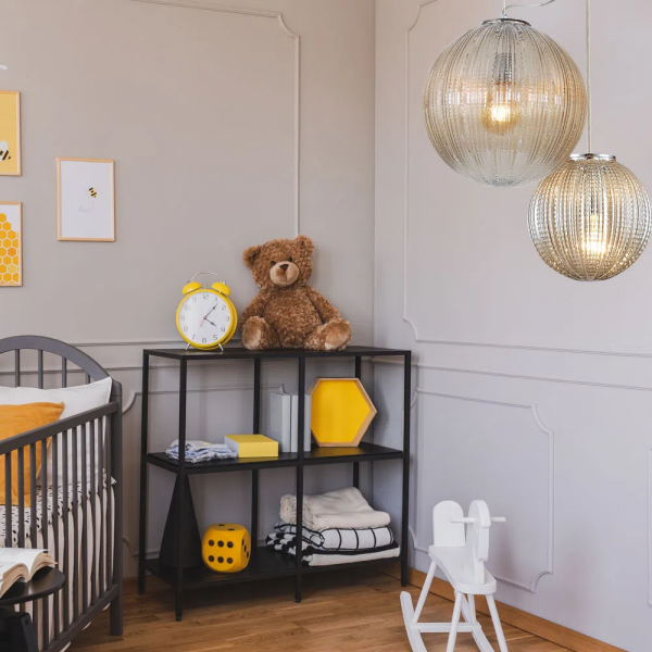 PENDENTE NANA D 35CM 1XE27 127V / 220V CROMADO E AMBAR - JO002A - 5