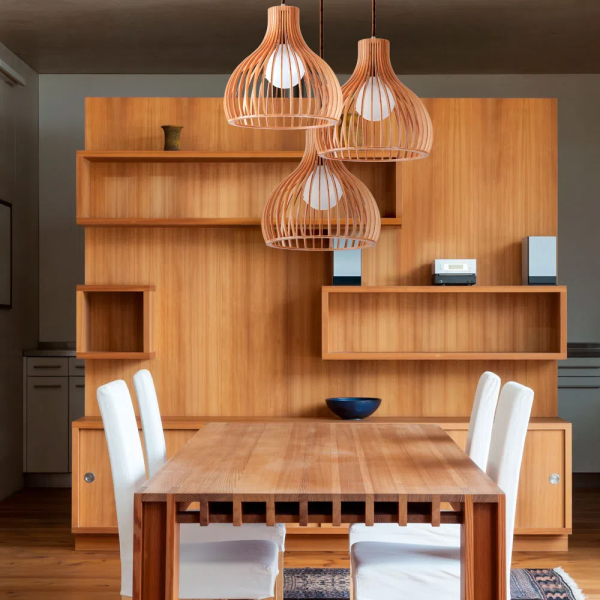  PENDENTE WOOD CROMADO E MARROM (D)45CM (A)45CM 1XE27 40W - LB005 - 5