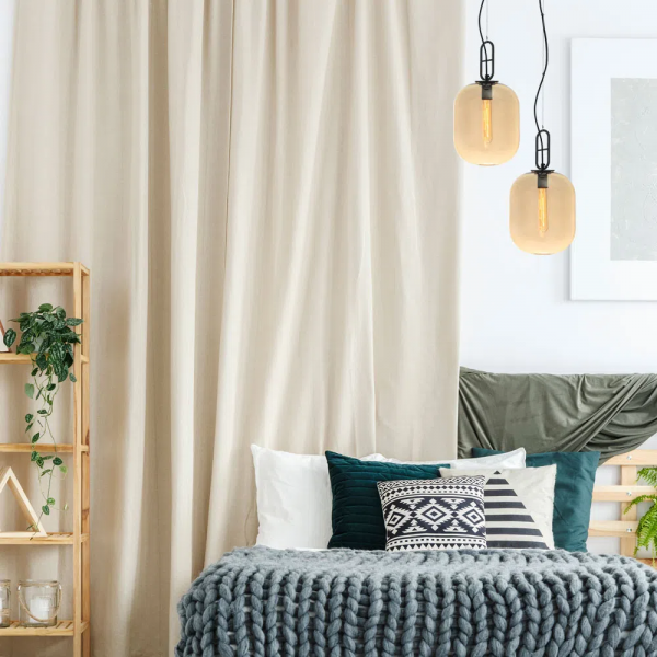 PENDENTE KHAO PRETO E CHAMPAGNE (D)25CM (A)45CM 1XE27 40W - OP060CH - 4