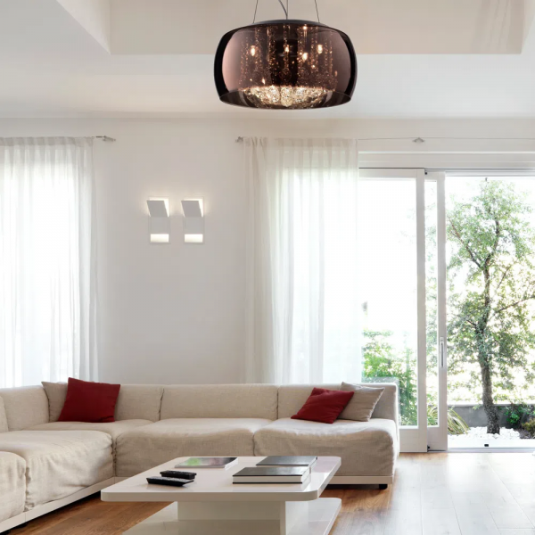 PENDENTE / PLAFON SOHO CROMADO TRANSP E COBRE (D)40CM (A)23CM 5XG9 125W - PD002CO - 4