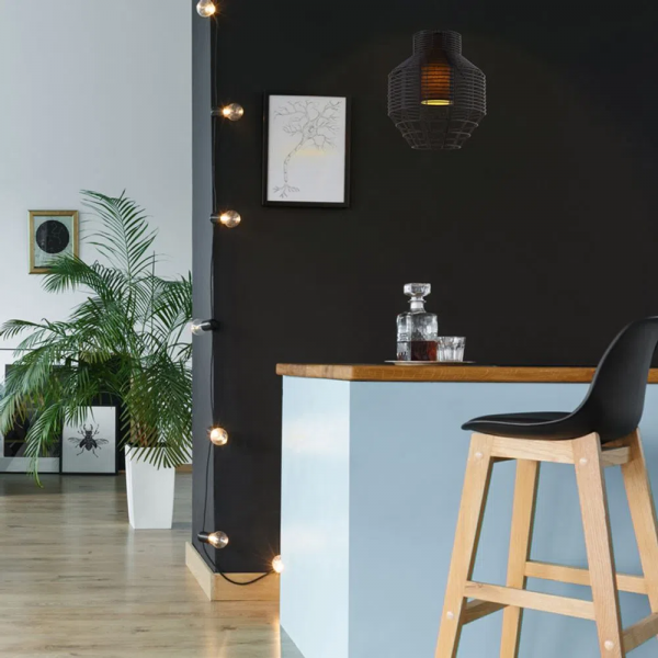 PENDENTE NET D 32CM X 37CM 1XE27 127V / 220V PRETO - PD015S - 4