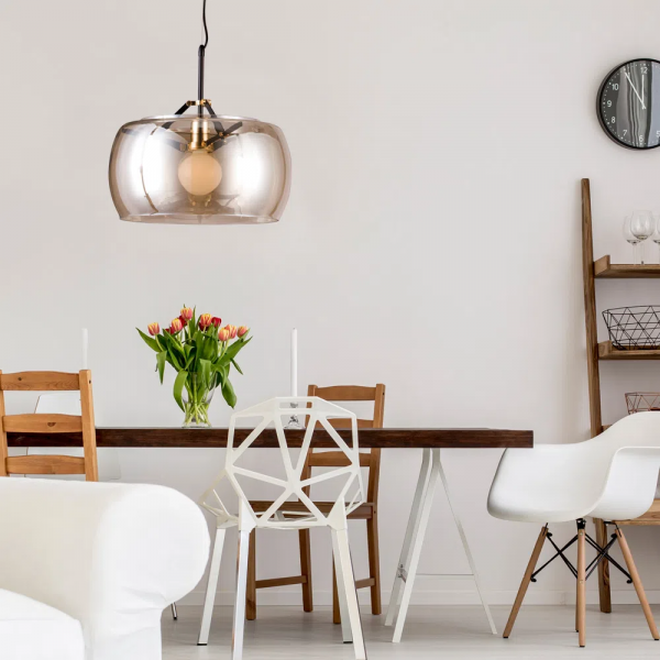 PENDENTE NOBU D 40CM X 31CM 1 X A60 40W PRETO / DOURADO E TRANSP - RE004BC - 4