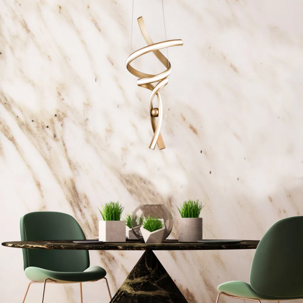 PENDENTE FLUIRE DOURADO (D)28CM (A)74CM 1X30W 3000K 1800LM - RE005 - 4