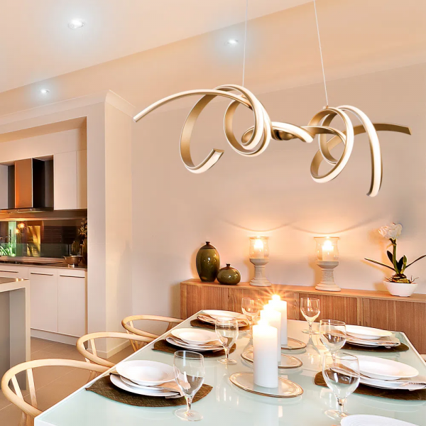 PENDENTE FLUIRE DOURADO (C)100CM (L)25CM (A)30CM 1X45W 3000K 2700LM - RE006 - 4