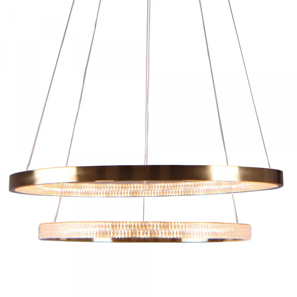 PENDENTE OCA DOURADO E TRANSPARENTE (D)60+40CM (A)4CM 32W + 22W 3000K 3168LM - GD002 - 5