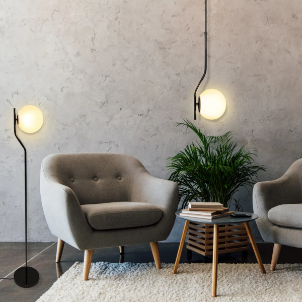 PENDENTE VIVA CROMO NEGRO E BRANCO (D)16CM (A)45CM 1XE27 BOLINHA 5W - SQ006B - 6