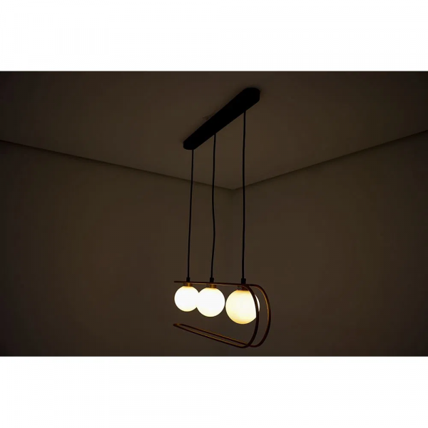 PENDENTE BEAT PRETO E DOURADO (C)68CM (L)12CM (A)18CM  3X75W   G9 - 2