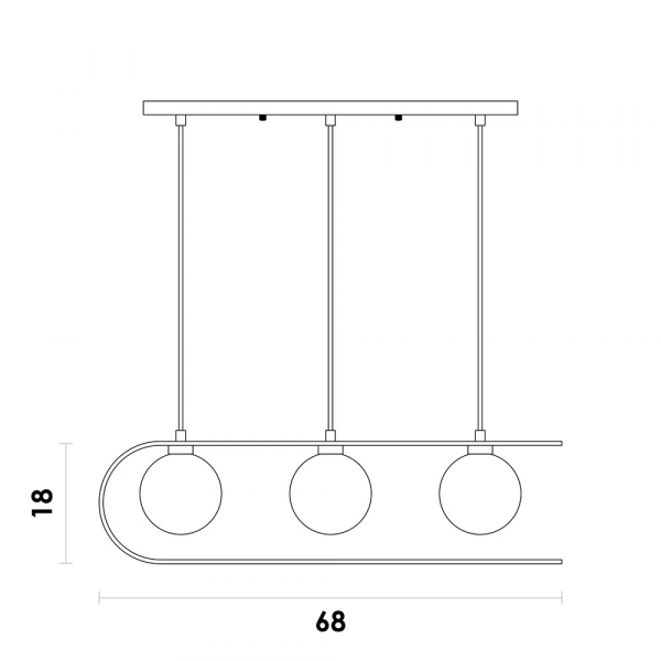 PENDENTE BEAT PRETO E DOURADO (C)68CM (L)12CM (A)18CM  3X75W   G9 - 1