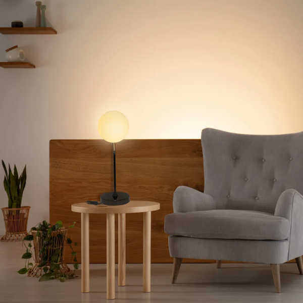 ABAJUR VIVA CROMO NEGRO E BRANCO (D)17CM (A)49CM 1XE27 BOLINHA 5W - SQ007B - 7