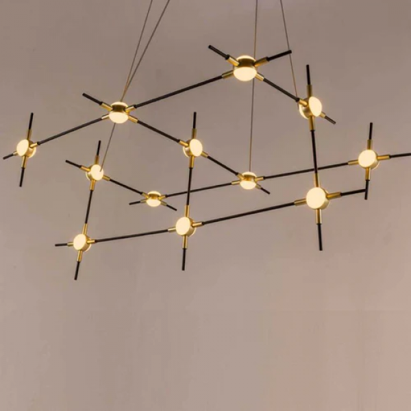 PENDENTE LINK DOURADO E PRETO E BRANCO (C)80CM (L)56CM (A)36CM 12X4W 3000K 2400LM - FT001 - 3