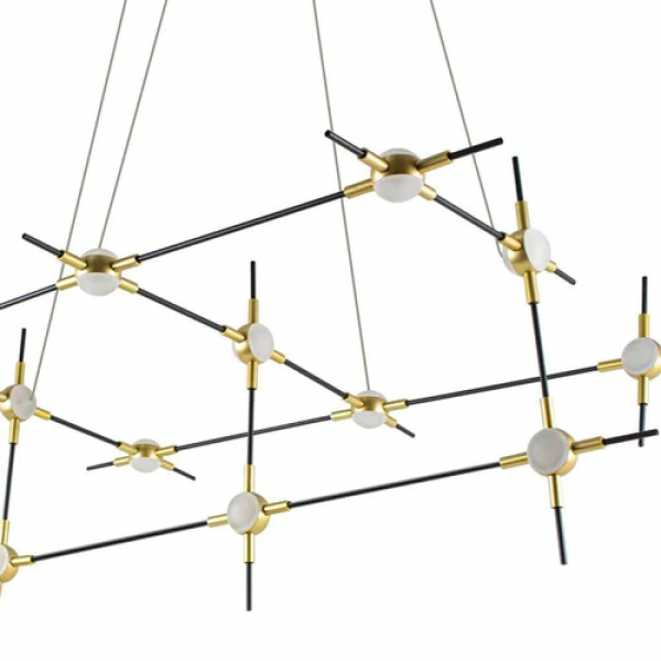 PENDENTE LINK DOURADO E PRETO E BRANCO (C)80CM (L)56CM (A)36CM 12X4W 3000K 2400LM - FT001 - 5