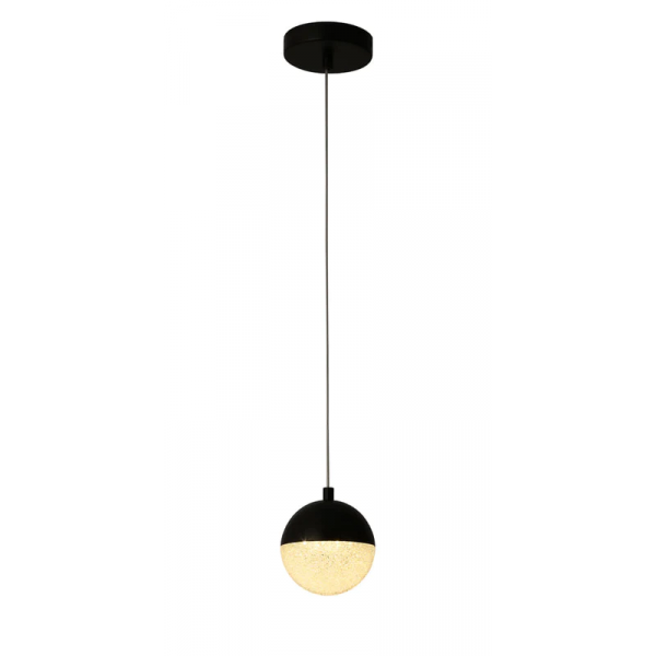 Pendente Media Luna Preto e Transp (d)12cm (a)13.5cm 1x6w 3000k 300lm - HM003B