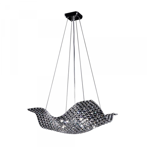 PENDENTE ARRAIA 56CM X 56CM 8XG9 127V / 220V CROMADO E TRANSP - HO1338P