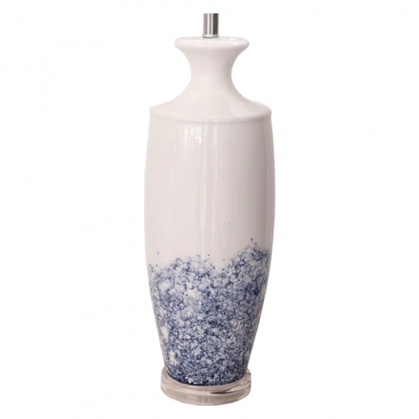 BASE PARA ABAJUR ARTISANO CROMADO E AZUL (D)24CM (A)44CM  1XE27 40W