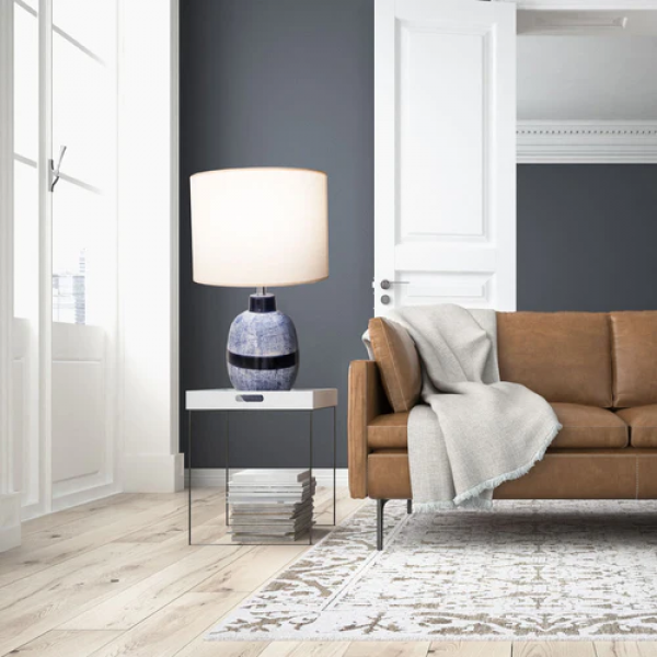 Base Para Abajur Artisano Cromado E Azul (D)20Cm (A)70Cm 1Xe27 40W - HR002 - 4