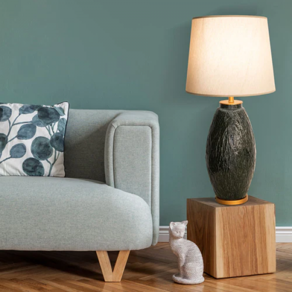 Base Para Abajur Artisano Dourado E Azul (D)24Cm (A)62Cm 1Xe27 40W - HR003 - 4