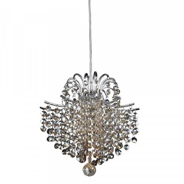 PENDENTE FIORE CROMADO E AMBAR (D)16CM (A)18CM  1XG9 40W